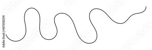 Seamless pattern of continuous wavy lines. Wavy curvy long squiggles line, loopy line, wave line. Curved single line. long hand drawn squiggle. Vector illustration