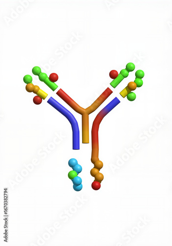 Colorful molecular structure illustration representing antibodies  