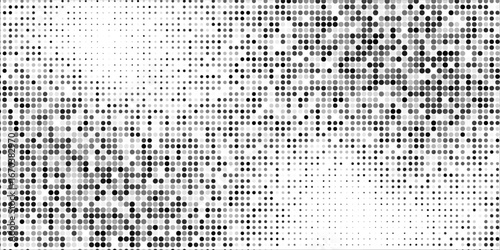 Flowing dots particles wave pattern halftone gradient curve shape isolated on white background
