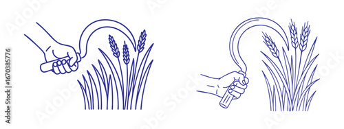 Sickle Harvesting Crops vector illustration 