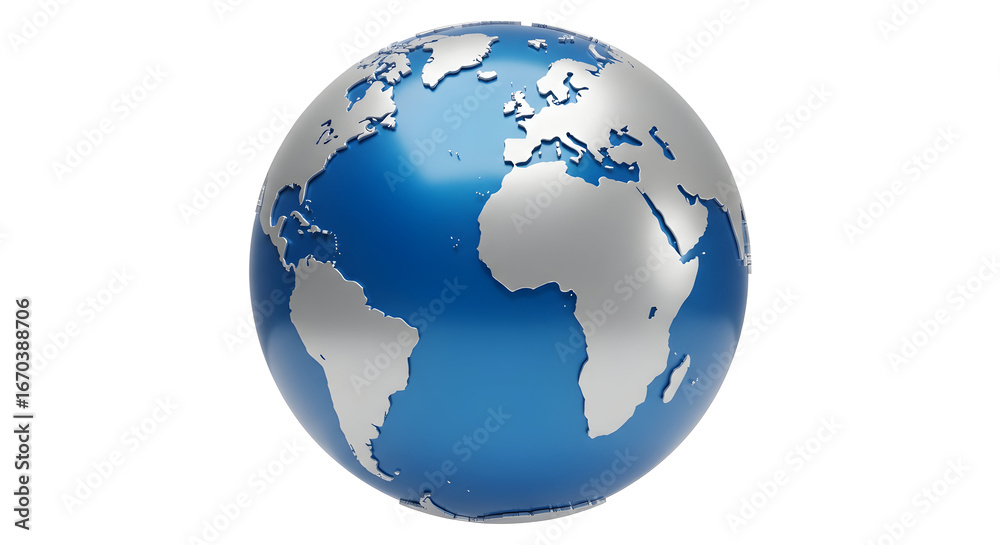 Fototapeta premium World Globe Render Isolated on White Background