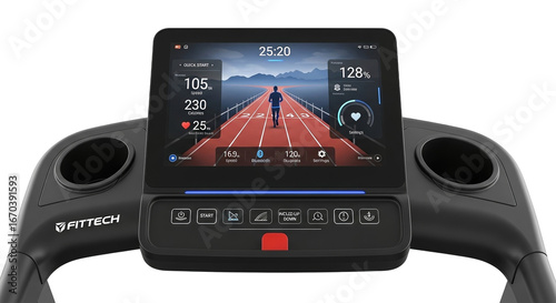 Modern treadmill display with exercise data