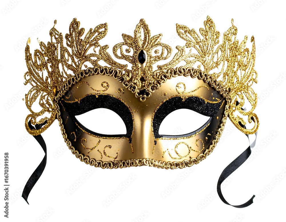 Fototapeta premium Golden Venetian masquerade mask