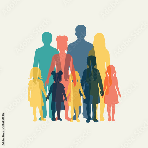 Diverse group of people silhouetted against a light background.