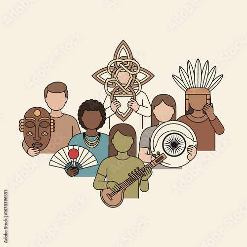 Diverse group of people representing different cultures and traditions.