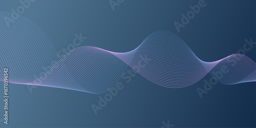 Abstract Wave Design with Gradient Lines on light nevi blue Background.
