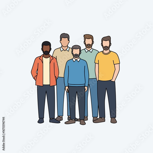 Group of diverse men standing together.