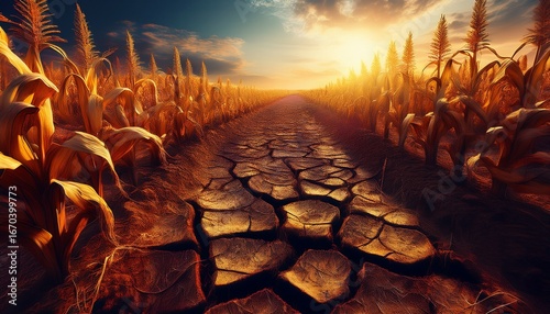cracked earth amid withered cornfields whispers tales of harvest despair evoking world soil day and perishing gaia myths
