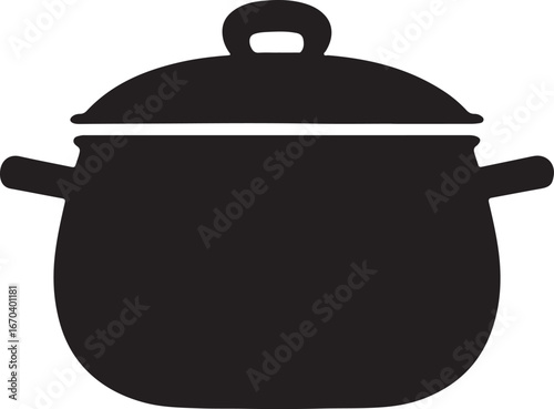 Stainless steel cooking pot with lid isolated on white