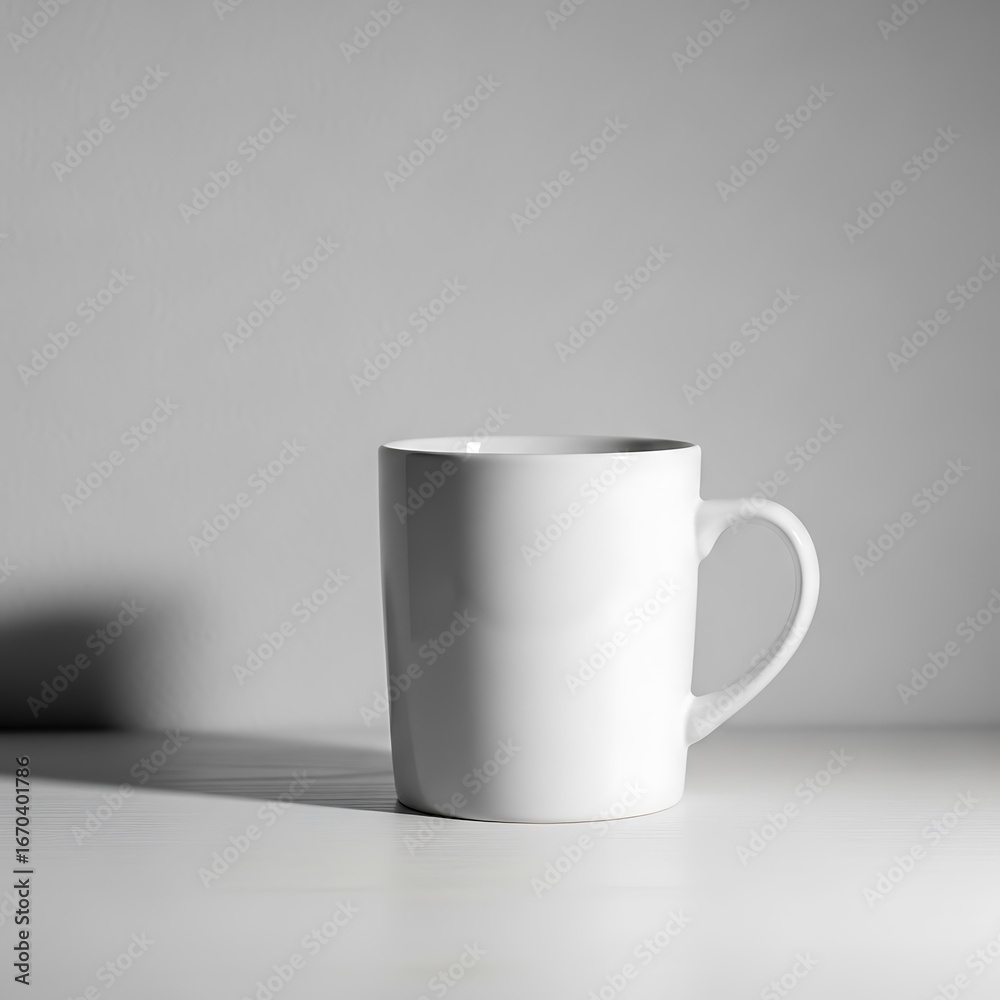 Obraz premium Blank white mug on a plain surface
