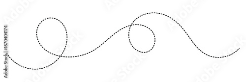 Abstract Hand-Drawn Dotted Line Collection. Dotted Spiral Curve Line. Hand Sketched Curly Border. Long squiggle dashed, loopy line vector icon vector illustrator