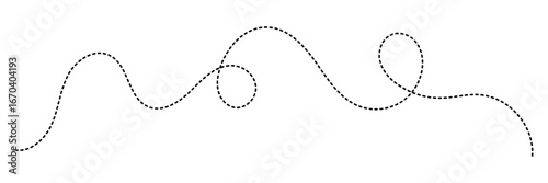 Abstract Hand-Drawn Dotted Line Collection. Dotted Spiral Curve Line. Hand Sketched Curly Border. Long squiggle dashed, loopy line vector icon vector illustrator