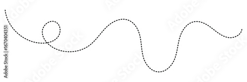 Abstract Hand-Drawn Dotted Line Collection. Dotted Spiral Curve Line. Hand Sketched Curly Border. Long squiggle dashed, loopy line vector icon vector illustrator