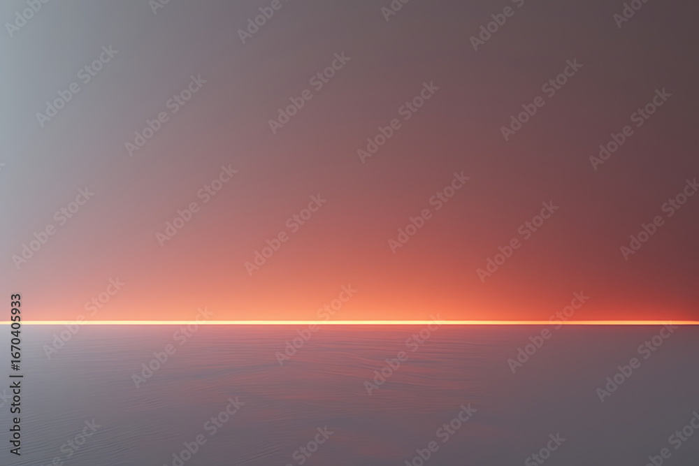Obraz premium Horizon line with orange glow over calm water light