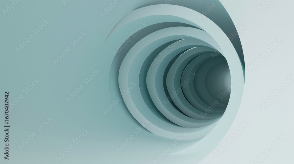 Fototapeta premium Abstract Circular Tunnel in Soft Blue Shades with Modern Artistic Style
