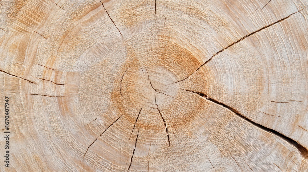 Naklejka premium Wooden ring Texture: A close-up view showcases the intricate wooden ring pattern, highlighting the organic growth and unique character of the wood.