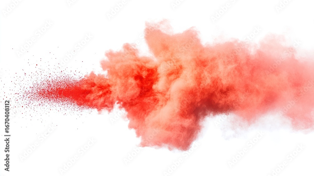 Fototapeta premium Explosive red smoke: An abstract swirl of vibrant red smoke billows outward, creating a dynamic and visually striking composition. A captivating display of color, movement and energy.