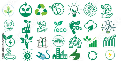 set of sustainability green icons
