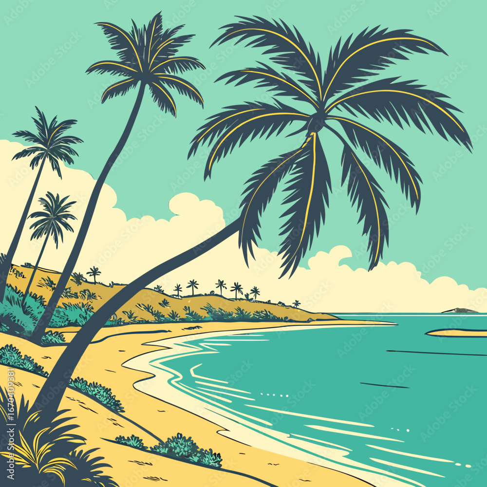 Fototapeta premium tropical beach with palm trees