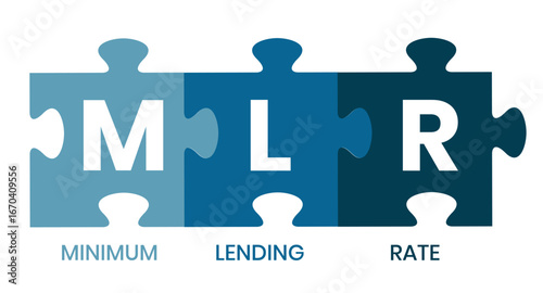 MLR, Minimum Lending Rate acronym. Concept with keywords, people and icons. Flat vector illustration. Isolated on white background.
