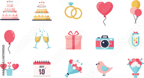 Celebrate love and commitment with these adorable wedding vector elements
