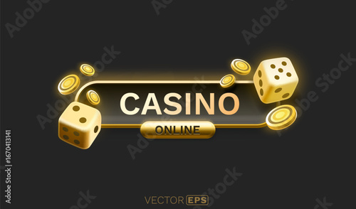 Casino online button, get the winnings, night Vegas. Vector illustration