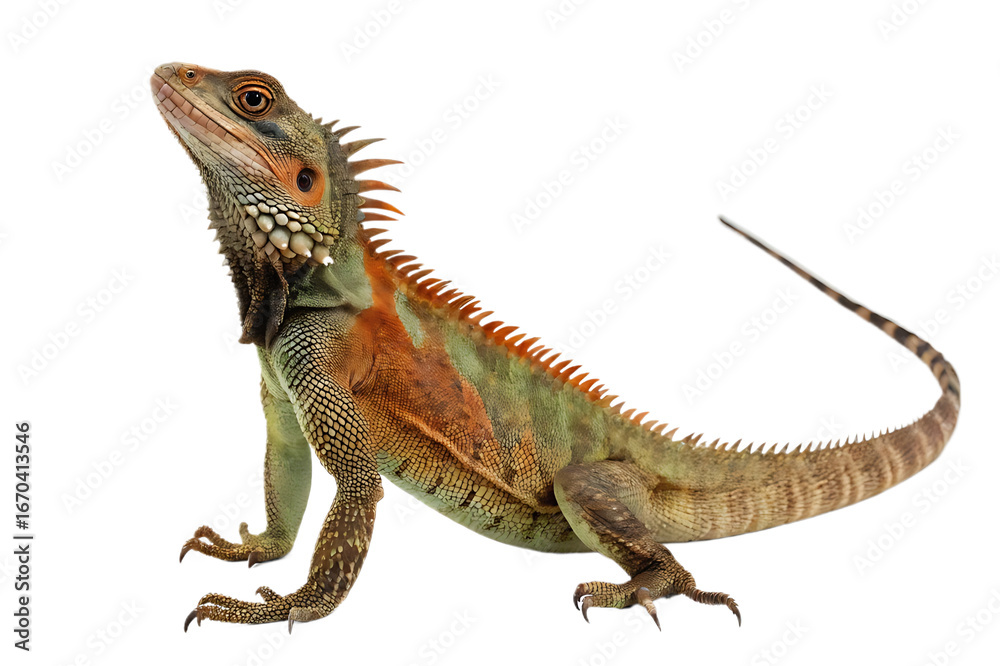 Fototapeta premium Elegant Chinese Water Dragon Isolated on Black Background Showing Scales and Distinctive Features for Educational and Wildlife Concepts