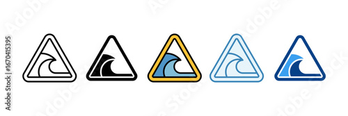 Tsunami Warning  Icon Set Multiple Style Collection