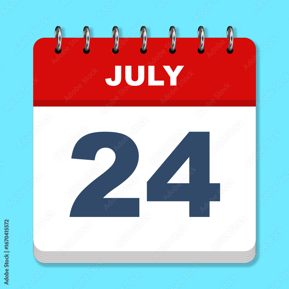Fototapeta premium July calendar icon on a blue background
