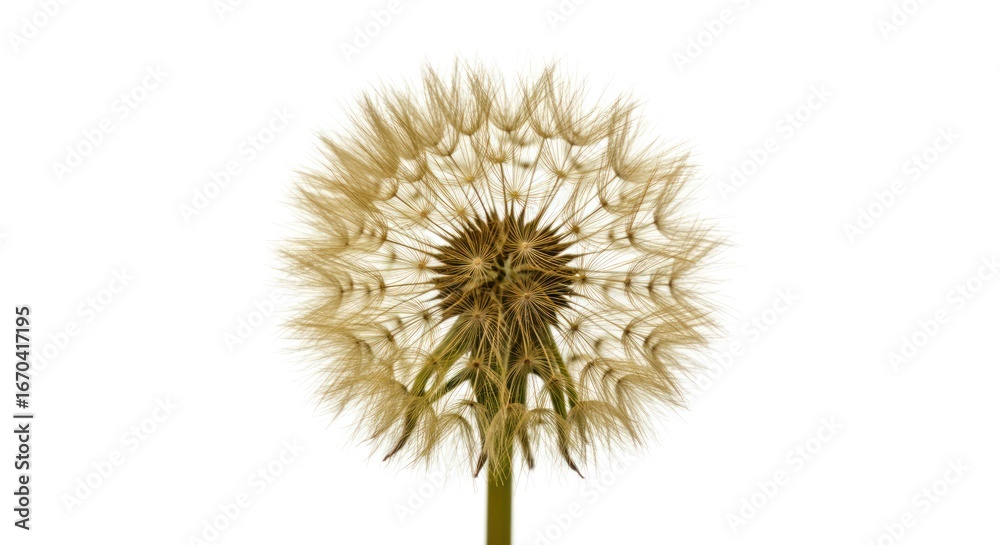Obraz premium Dandelion Seed Head in Minimalist Style on White Background