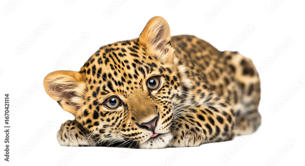 Obraz premium Leopardbaby auf transparentem Hintergrund; PNG