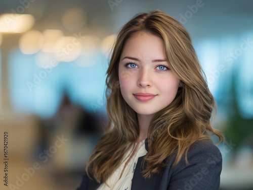 Wallpaper Mural Business Portrait of a beautiful woman with blue eyes and blonde hair smiling Torontodigital.ca