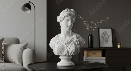 Ancient Greek goddess bust sculpture brings classic elegance to your modern home decor project today