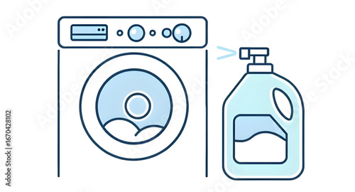 washing machine icon, laundry machine vector, washer appliance icon, detergent bottle drawing, plastic bottle illustration, laundry detergent icon, washing equipment vector, washer and detergent set, 