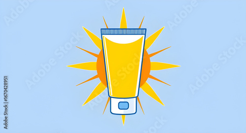 sun lotion bottle, sunblock cream tube, skincare illustration, sunscreen container, summer sun cream, sun cream cartoon, hand cream drawing, cosmetic cream tube, sun lotion illustration, skin protecti