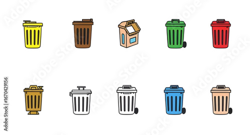trash, can, icon, bin, waste, garbage, container, recycle, rubbish, disposal, vector, illustration, symbol, delete, dustbin, basket, clean, sanitation, office, simple, outline, flat, design, minimal, 