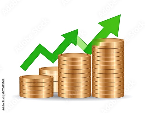 Stacked coins with upward trend