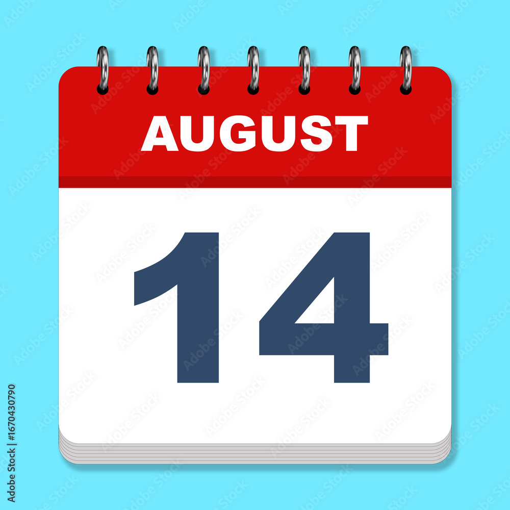August calendar icon on a blue background August calendar icon on a blue background