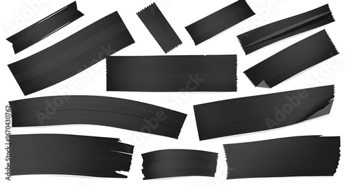 adhesive, tape, black, realistic, sticky, glue, strip, roll, binding, fixing, repair, office, stationery, tool, hardware, material, texture, matte, dark, shadow, detail, closeup, isolated, white, back