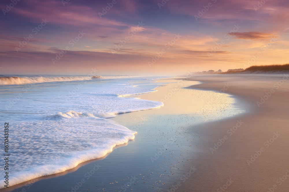 Obraz premium tranquil sunset over vast ocean beauty of serenity across different countries