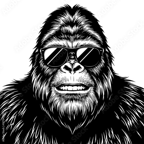 A stylized illustration of a cool and confident ape, exuding a sense of authority. The illustration features intricate line work.
