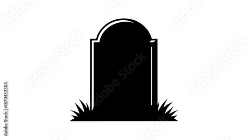 A stark silhouette of a tombstone stands solitary, a poignant symbol of remembrance and loss, evoking a sense of mortality and the passage of time.