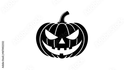 A striking, minimalist illustration of a carved Halloween pumpkin, its sinister grin and glowing eyes are a hallmark of spooky festivities. This design embodies the spirit of the season.