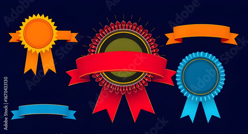 award, badge, set, emblem, medal, ribbon, label, seal, honor, achievement, trophy, winner, premium, quality, certification, stamp, vector, icon, illustration, reward, symbol, design, gold, silver, bro