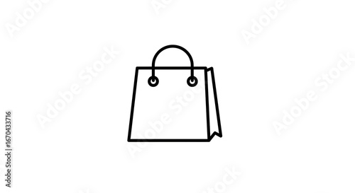 Shopping Bag Outline Simple Icon on White Background