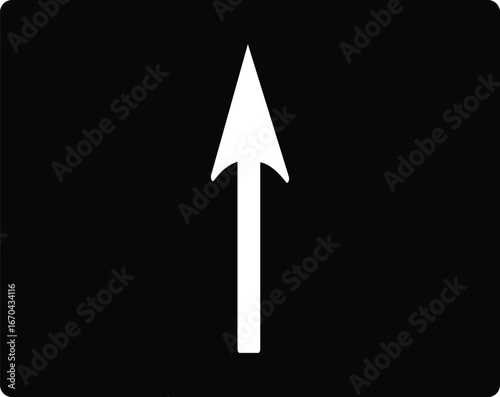 Clear white upward arrow symbol on solid for directional guidance and navigation vector