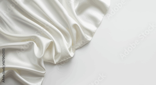 Luxurious white silk fabric with soft folds creating an elegant background