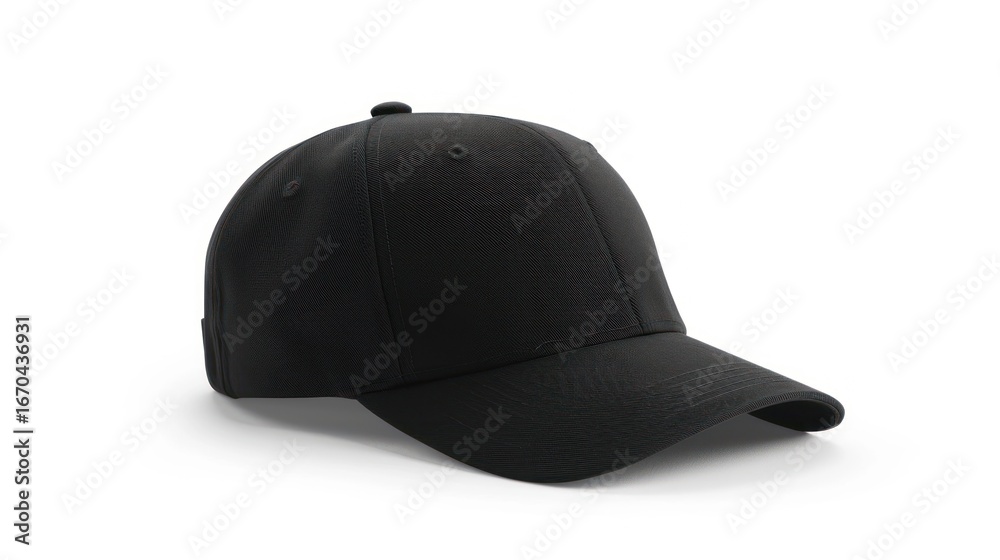 Fototapeta premium Black Baseball Cap Simple Classic Casual Style on White Background