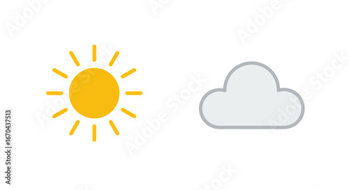 Weather forecast icon depicting sun and cloud offering a simple graphic representation