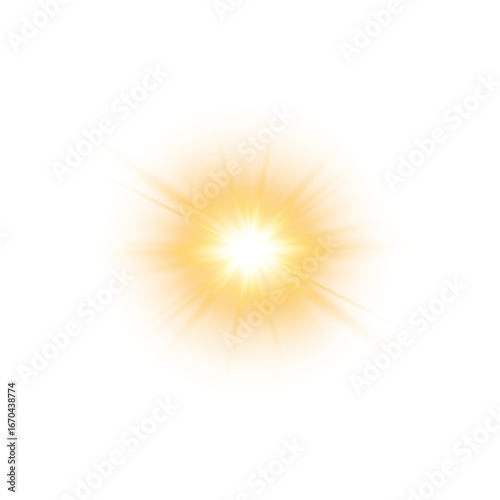 Yellow Star Light Sparkle, Glowing Flare Effect and Shimmer Shine Glow Elements
